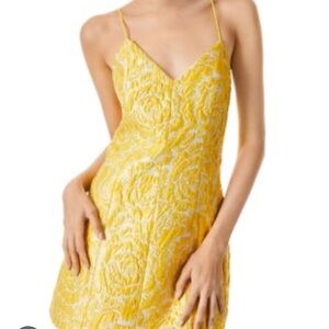 Alice + Olivia Yellow Textured Mini Dress